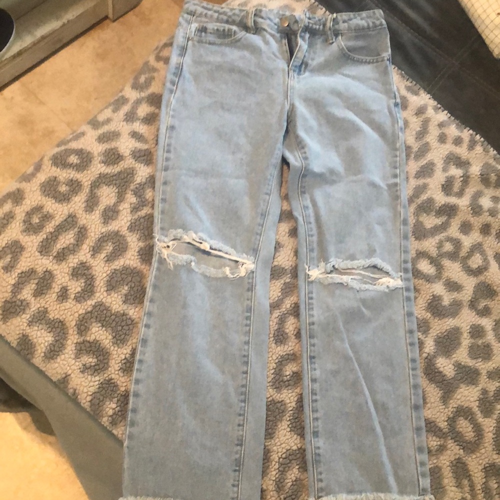 Shein Girls distressed mom jeans